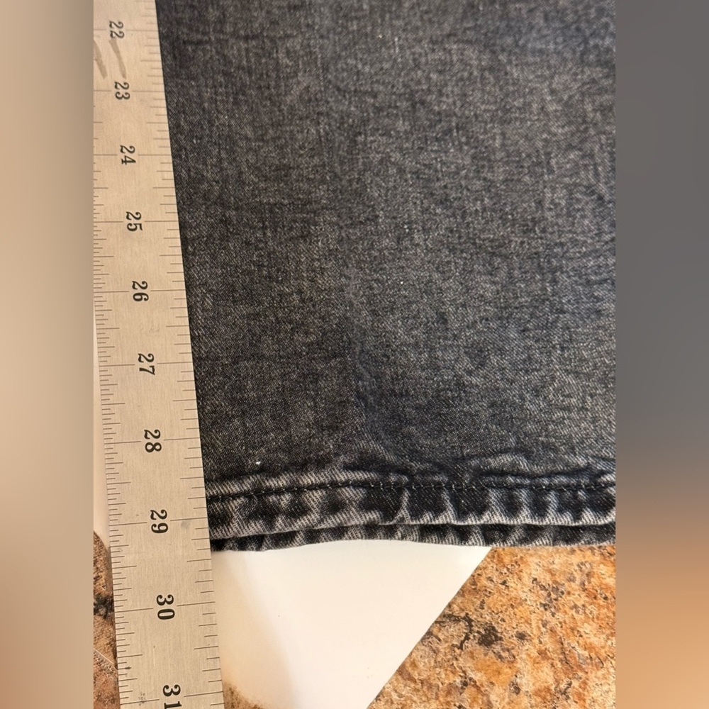 Black Acid Wash Women’s Wide Leg XL Cargo Denim Jeans High Rise Measure 33x29.5” - Picture 10 of 14